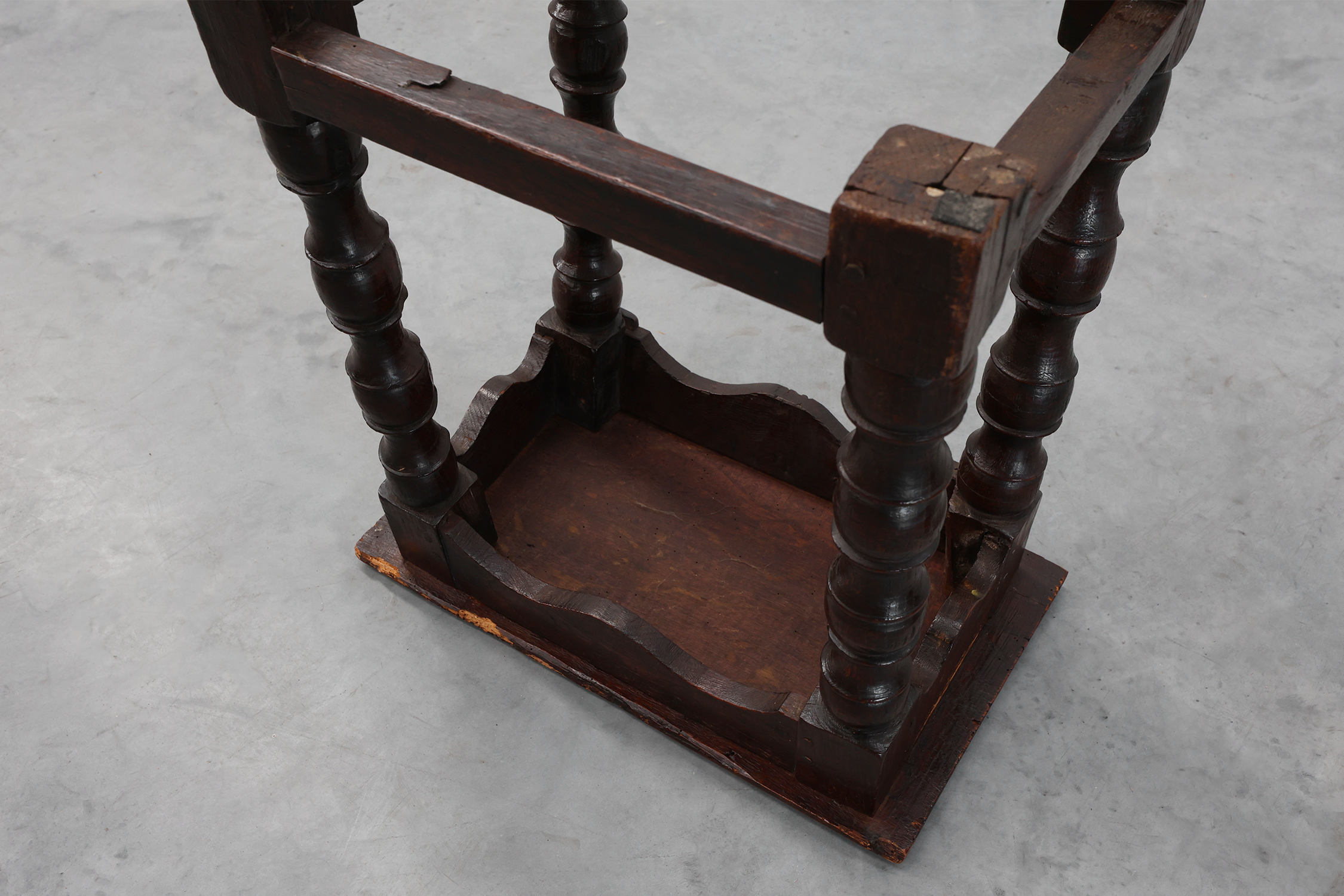 19th Century oak rectangular joint stool or table with turned legs, France ca. 1820thumbnail